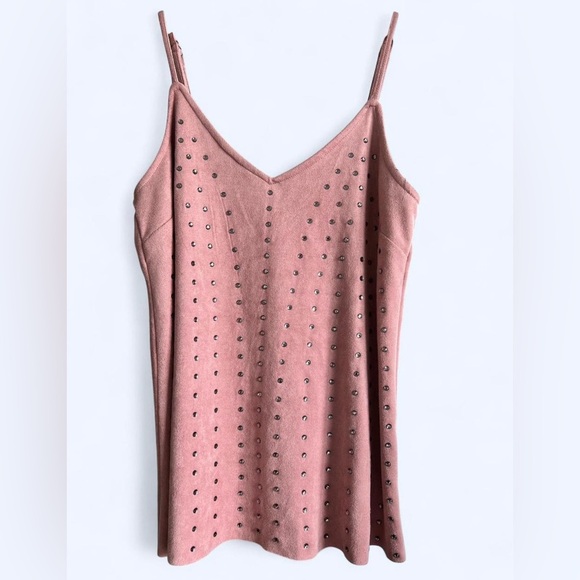 Vocal Womens Pink Studded Rhinestone Feminine Boho Soft Western Cami Top Small - Picture 1 of 8